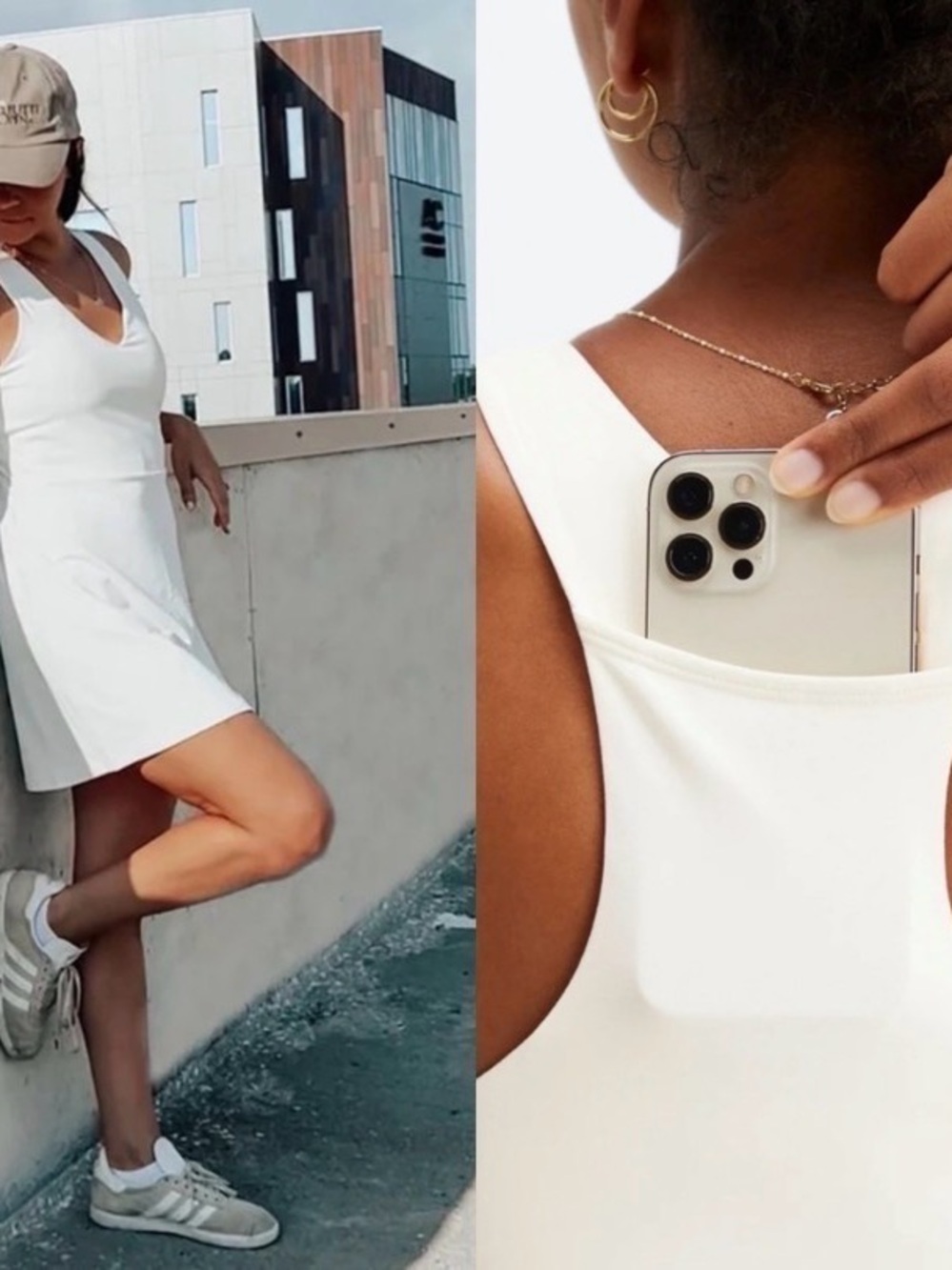 Fabletics Cream Racerback V-Neck Mini Dress - Picture 3 of 8